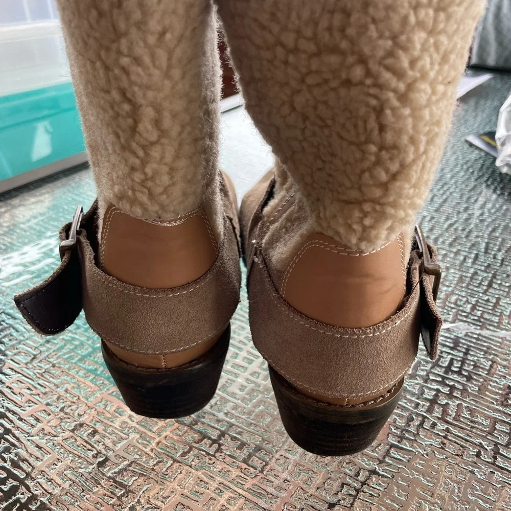 Kelsi Dagger “Tempest” Faux Fur Lined Leather Ankle Boots — Size 6.5M